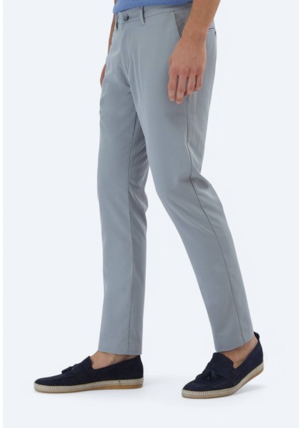 Gri Dokuma Slim Fit Casual Pantolon