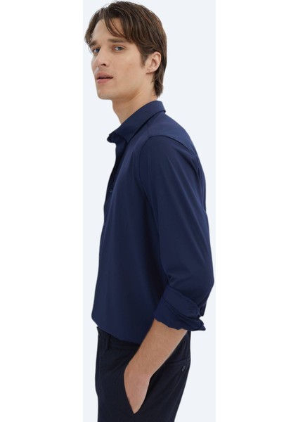 Lacivert Regular Fit Casual Gömlek