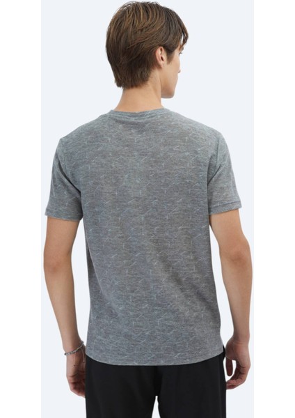 Lacivert Baskılı Bisiklet Yaka Pamuk Karışımlı T-Shirt