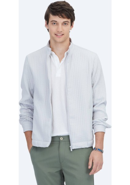 Gri Regular Fit Casual Dokuma Mont