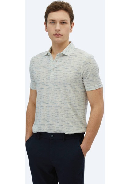 Taş Baskılı Polo Yaka Pamuk Karışımlı T-Shirt