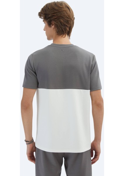 Gri Düz Bisiklet Yaka T-Shirt