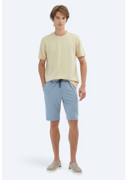 Açık Sarı Düz Bisiklet Yaka T-Shirt