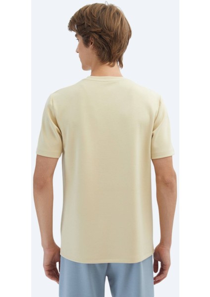 Açık Sarı Düz Bisiklet Yaka T-Shirt