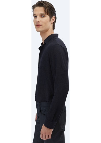 Siyah Regular Fit Dokuma Klasik Gömlek