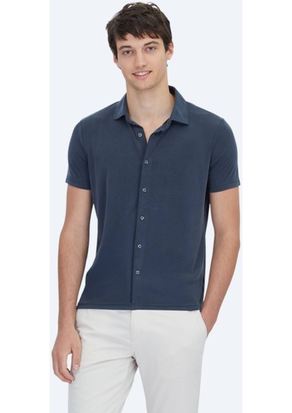 Antrasit Düz Regular Fit Casual Gömlek