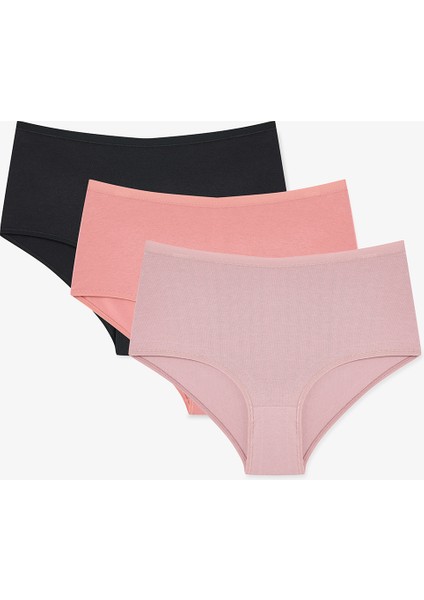 Çok Renkli Earth Tones 3lü Highwaist Slip Külot