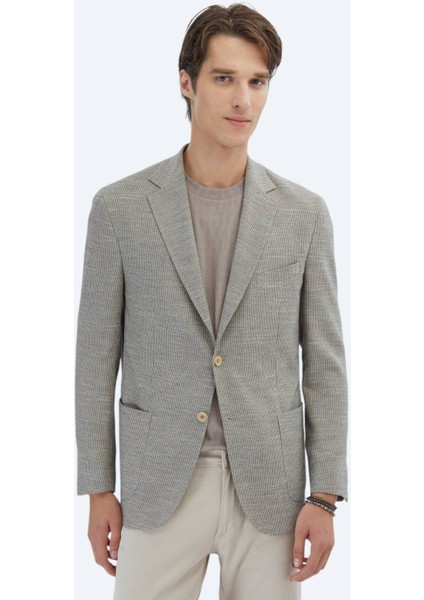 Kahverengi Desenli Modern Fit Ceket