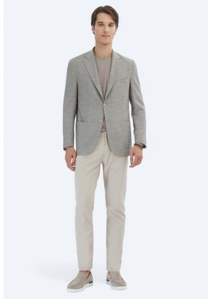 Kahverengi Desenli Modern Fit Ceket