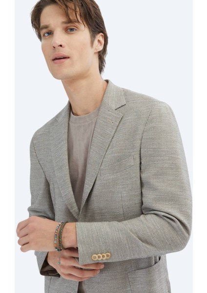 Kahverengi Desenli Modern Fit Ceket