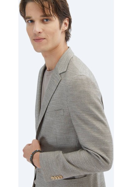 Kahverengi Desenli Modern Fit Ceket