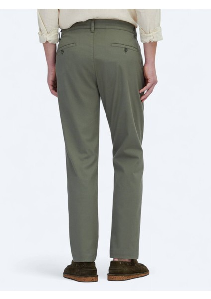 Haki Düz Dokuma Jogging Fit Casual Pamuk Karışımlı Pantolon