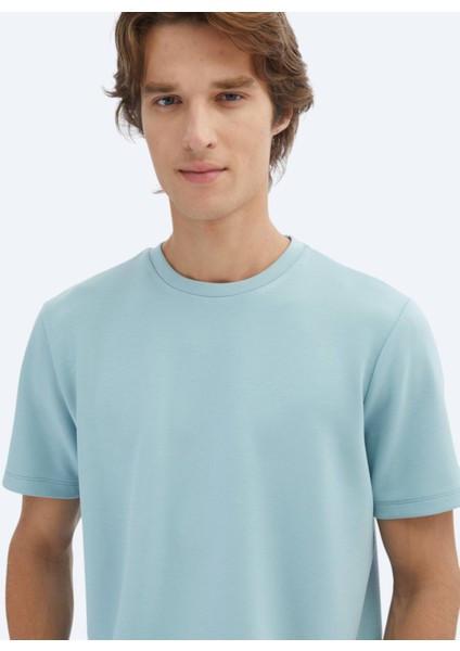 Mint Düz Bisiklet Yaka T-Shirt