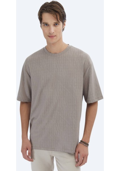 Vizon Desenli Bisiklet Yaka T-Shirt