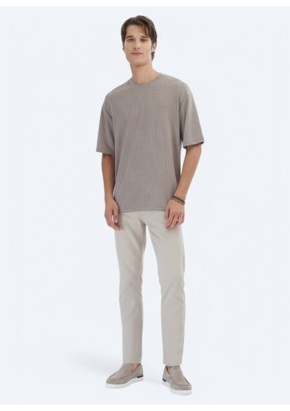 Vizon Desenli Bisiklet Yaka T-Shirt