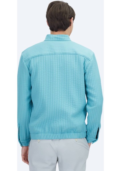 Nil Yeşili Regular Fit Casual Dokuma Mont