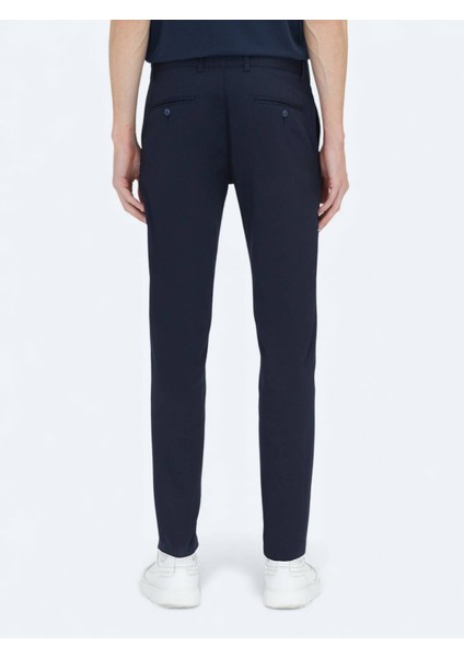 Lacivert Dokuma Regular Fit Casual Pamuk Karışımlı Pantolon