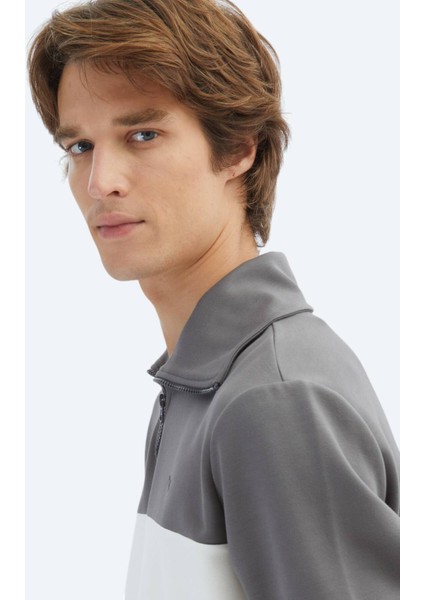 Antrasit Dik Yaka Sweatshırt