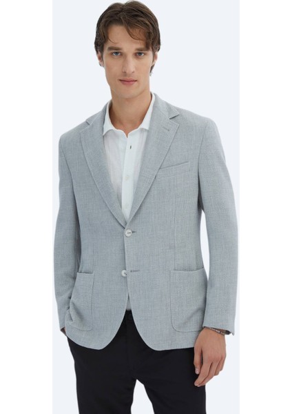 Gri Desenli Modern Fit Ceket