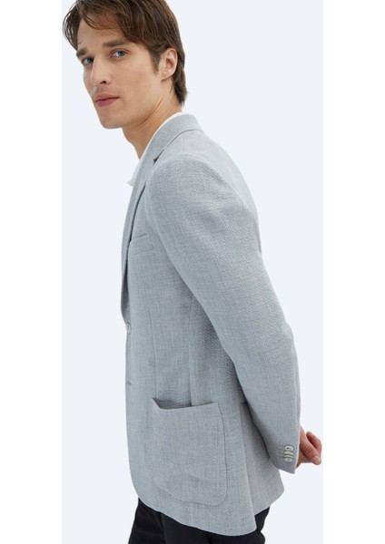 Gri Desenli Modern Fit Ceket