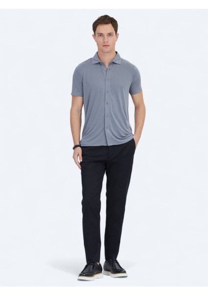 Gri Düz Regular Fit Casual Gömlek