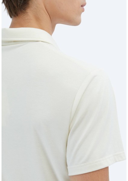 Ekru Düz Çevre Dostu Polo Yaka T-Shirt