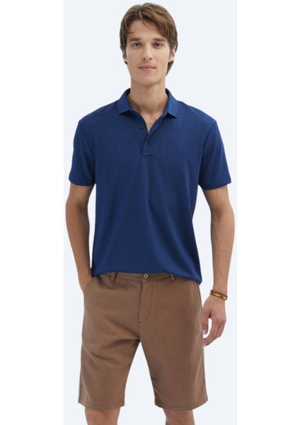 İndigo Jakarlı Polo Yaka T-Shirt