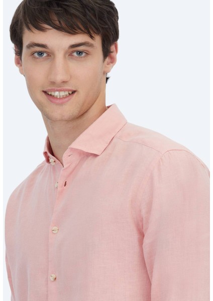 Somon Düz Regular Fit Dokuma Casual Pamuk Karışımlı Gömlek