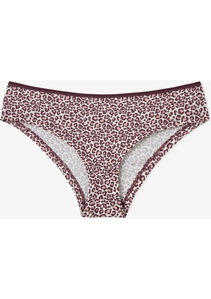 Leopar ve Çiçek Desenli Düşük Bel 5'li Hipster Külot