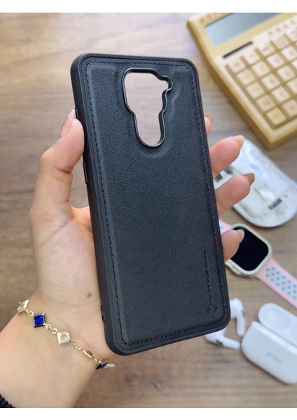 Redmi Note 9 Uyumlu Premium Deri Dokulu Darbelere Karşı Dayanıklı Nazal Silikon Kılıf