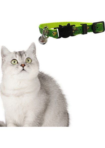 Renkli Desenli Ayarlanabilir Kedi Tasması 10 mm 18/28 cm - Zilli, Güvenli Tokalı