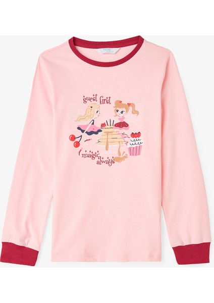 Gül Kurusu Kız Çocuk Guest First Peri Desenli Pamuklu 2'li Pijama Takımı
