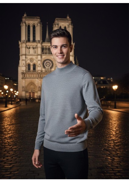 Erkek Ince Yarım Balıkçı Yaka Triko Kazak