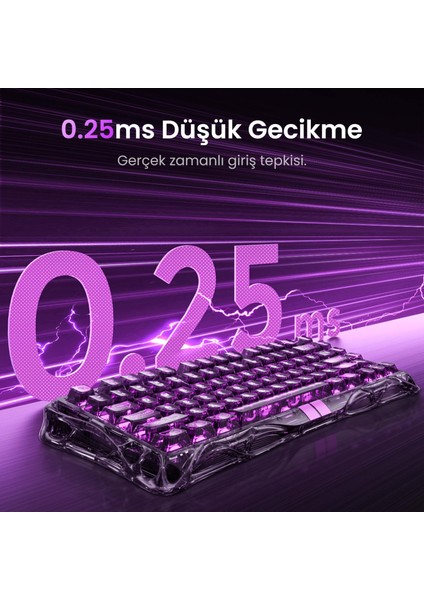 Mercury V75 Lite Hall Effect, Rapid Trigger 8.000 Hz Kablolu Manyetik Klavye + M2 26.000 Dpı Rgb Kablosuz Mouse Oyuncu Seti, Şeffaf Siyah fiyatları