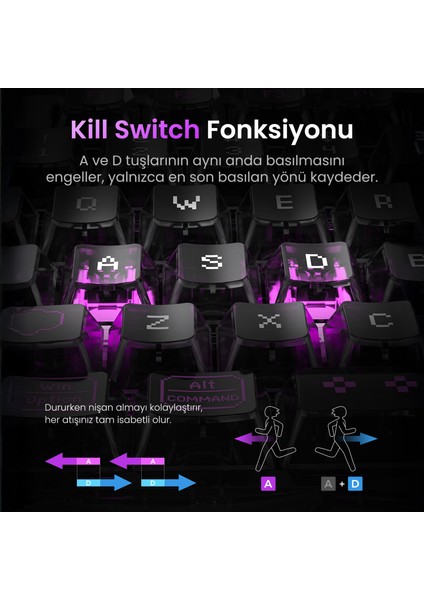 Mercury V75 Lite Hall Effect, Rapid Trigger 8.000 Hz Kablolu Manyetik Klavye + M2 26.000 Dpı Rgb Kablosuz Mouse Oyuncu Seti, Şeffaf Siyah indirimleri