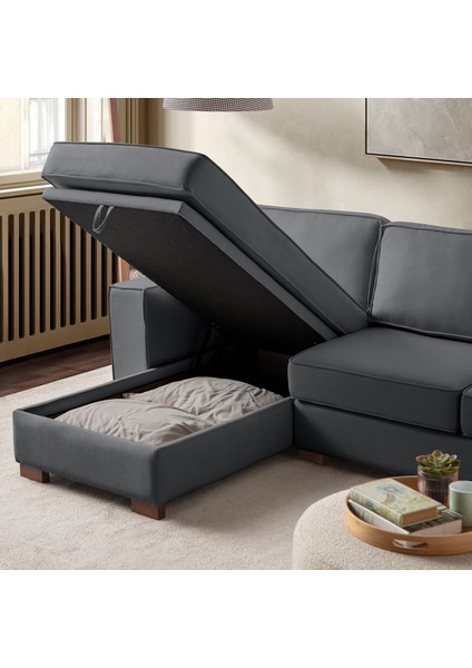 Corner Köşe Koltuk Takımı Sandıklı Antrasit