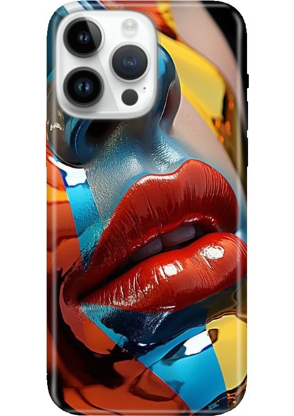 iPhone 15 Pro Max Kılıf Desenli Baskılı Tpu Rubber Kapak Makyaj