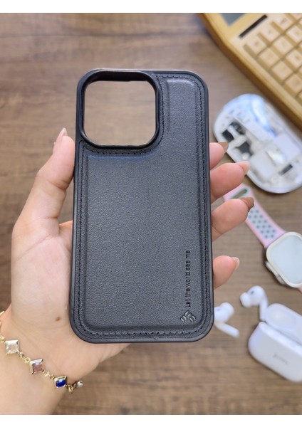 Iphone 15 Pro Uyumlu Premium Deri Dokulu Darbelere Karşı Dayanıklı Nazal Silikon Kılıf fırsatları