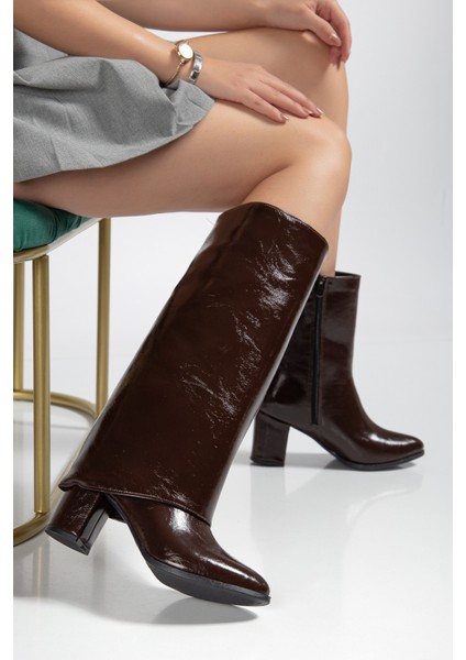 Willian Premium Kahverengi Parlak Topuklu Tak Çıkar Çizme fırsatları