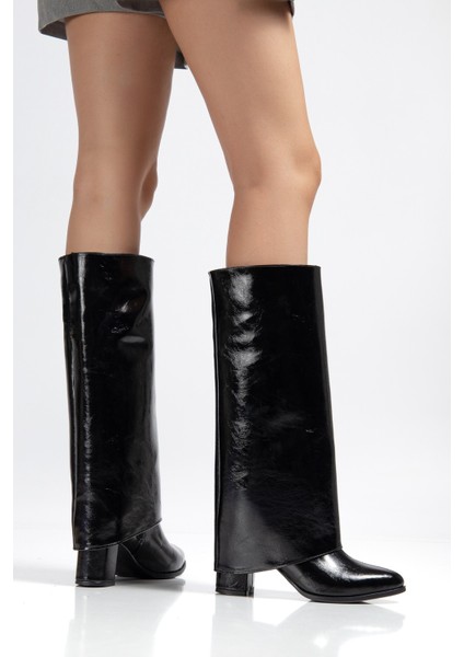 Willian Premium Siyah Parlak Topuklu Tak Çıkar Çizme fiyatları