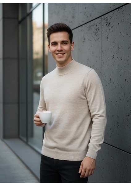 Erkek Ince Yarım Balıkçı Yaka Triko Kazak