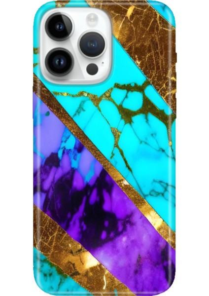 iPhone 15 Pro Max Kılıf Desenli Baskılı Tpu Rubber Kapak Nezih Mermer