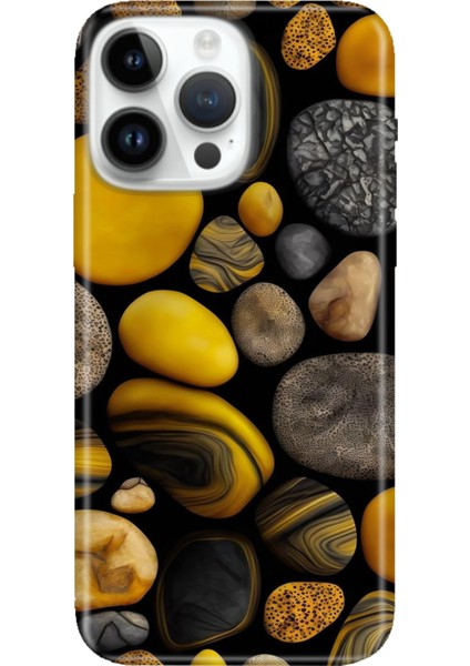 iPhone 15 Pro Max Kılıf Desenli Baskılı Tpu Rubber Kapak Renkli Taşlar