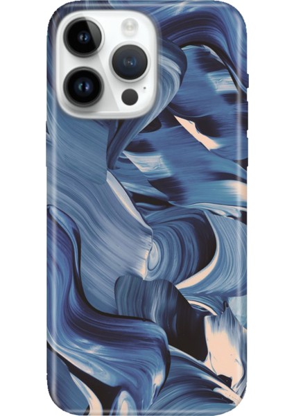 iPhone 15 Pro Max Kılıf Desenli Baskılı Tpu Rubber Kapak Mavi Marine