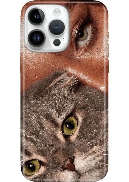 iPhone 15 Pro Max Kılıf Desenli Baskılı Tpu Rubber Kapak Simli-Portre