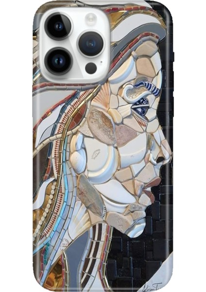 iPhone 15 Pro Max Kılıf Desenli Baskılı Tpu Rubber Kapak Mozaic Kadın