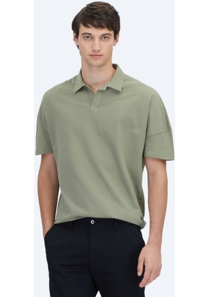 Yeşil Polo Yaka %100 Pamuk T-Shirt