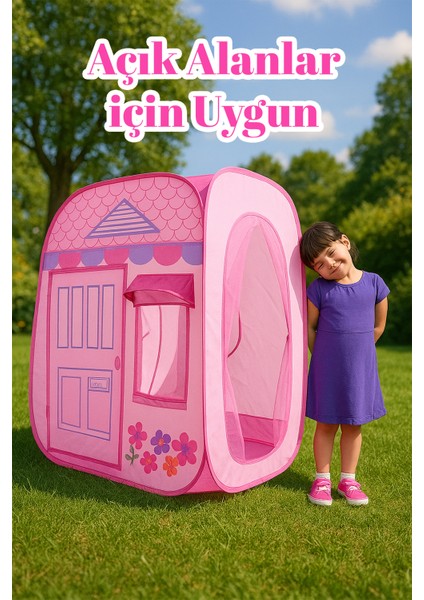 Kız Çocuk Oyun Çadırı Ev Güzellik Evi Katlanabilir Fileli Pencere Raflı Taşıma Çantalı 92X92X102 cm indirimleri