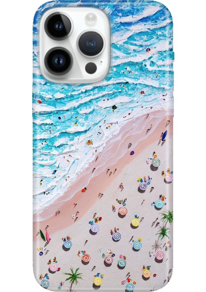 iPhone 15 Pro Max Kılıf Desenli Baskılı Tpu Rubber Kapak Sahil