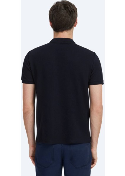 Lacivert Düz Polo Yaka %100 Pamuk T-Shirt